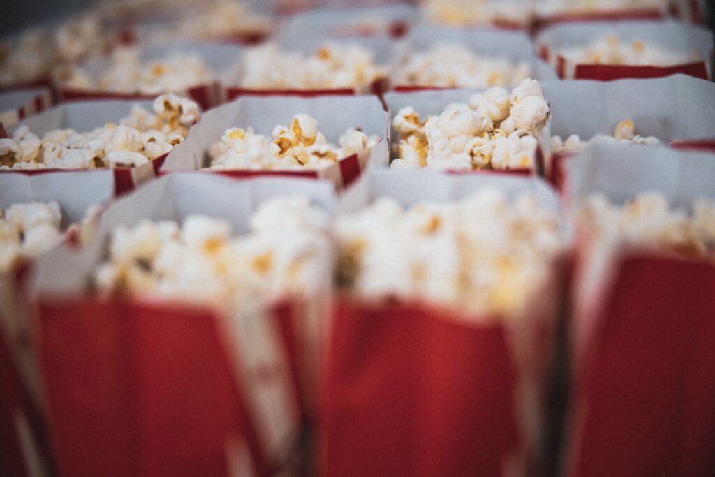 popcorn at a virtual movie night fundraiser