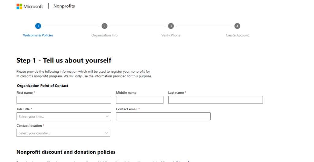 ASI registration form. Step 1 - Tell us about yourself.