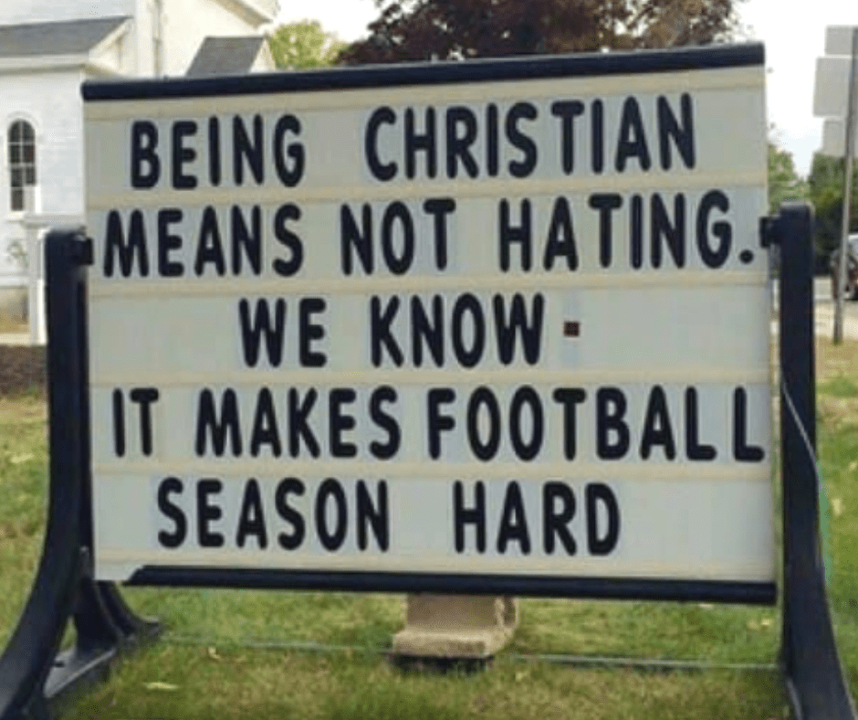 Being Christian means not hating. We know - it makes football season hard.