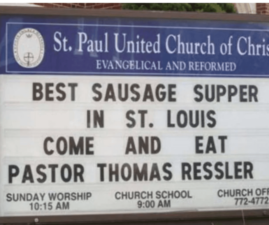 Best sausage supper in St. Louis. Come and eat Pastor Thomas Ressler.